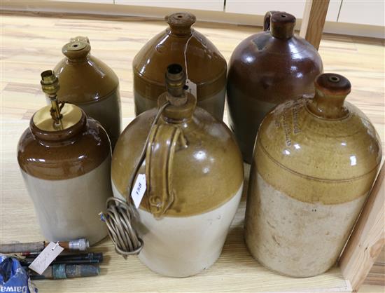 A collection of six Victorian earthenware jars, tallest 16in.